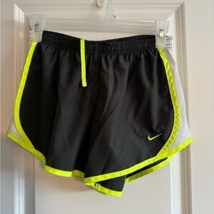 Nike Girl’s Black and Neon Green Athletic Shorts